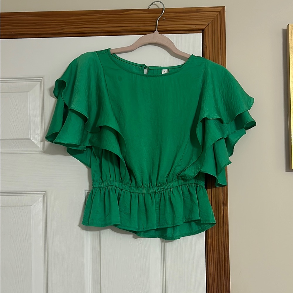 Green Ruffled Women's Top